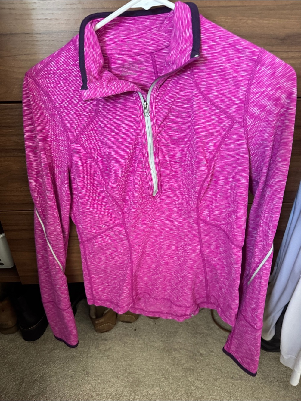 Zella Hot Pink Heathered Quarter-Zip Pullover